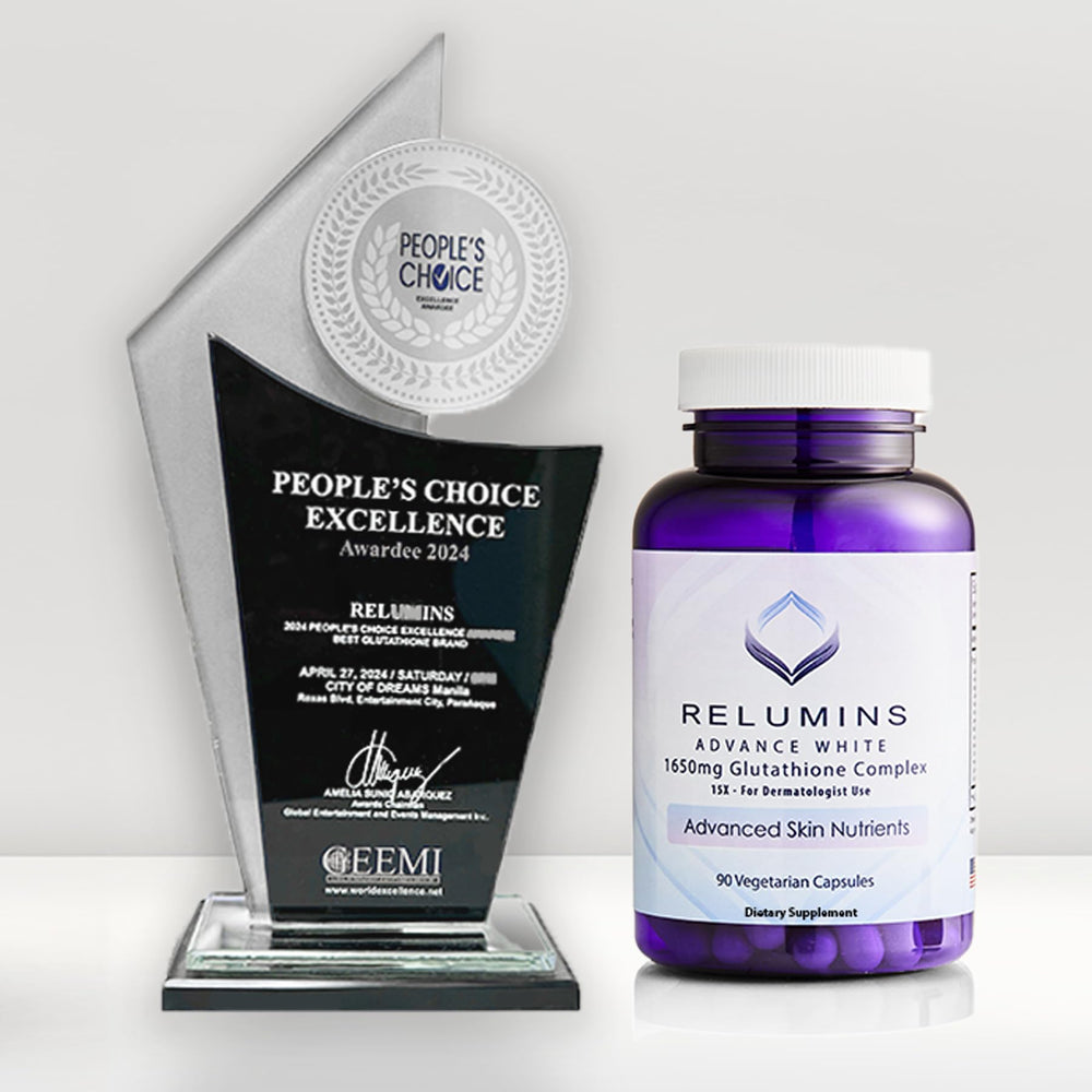 Lifestyle image showing daily usage of Relumins Glutathione capsules