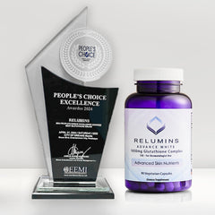 Lifestyle image showing daily usage of Relumins Glutathione capsules