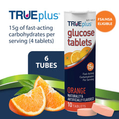 Orange flavor glucose tablets tubes and packaging