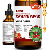 Front view of VEV 15-in-1 Cayenne Pepper Drops bottle