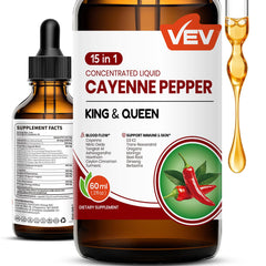 Front view of VEV 15-in-1 Cayenne Pepper Drops bottle