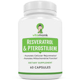 VitaMonk Resveratrol with Pterostilbene bottle – front view