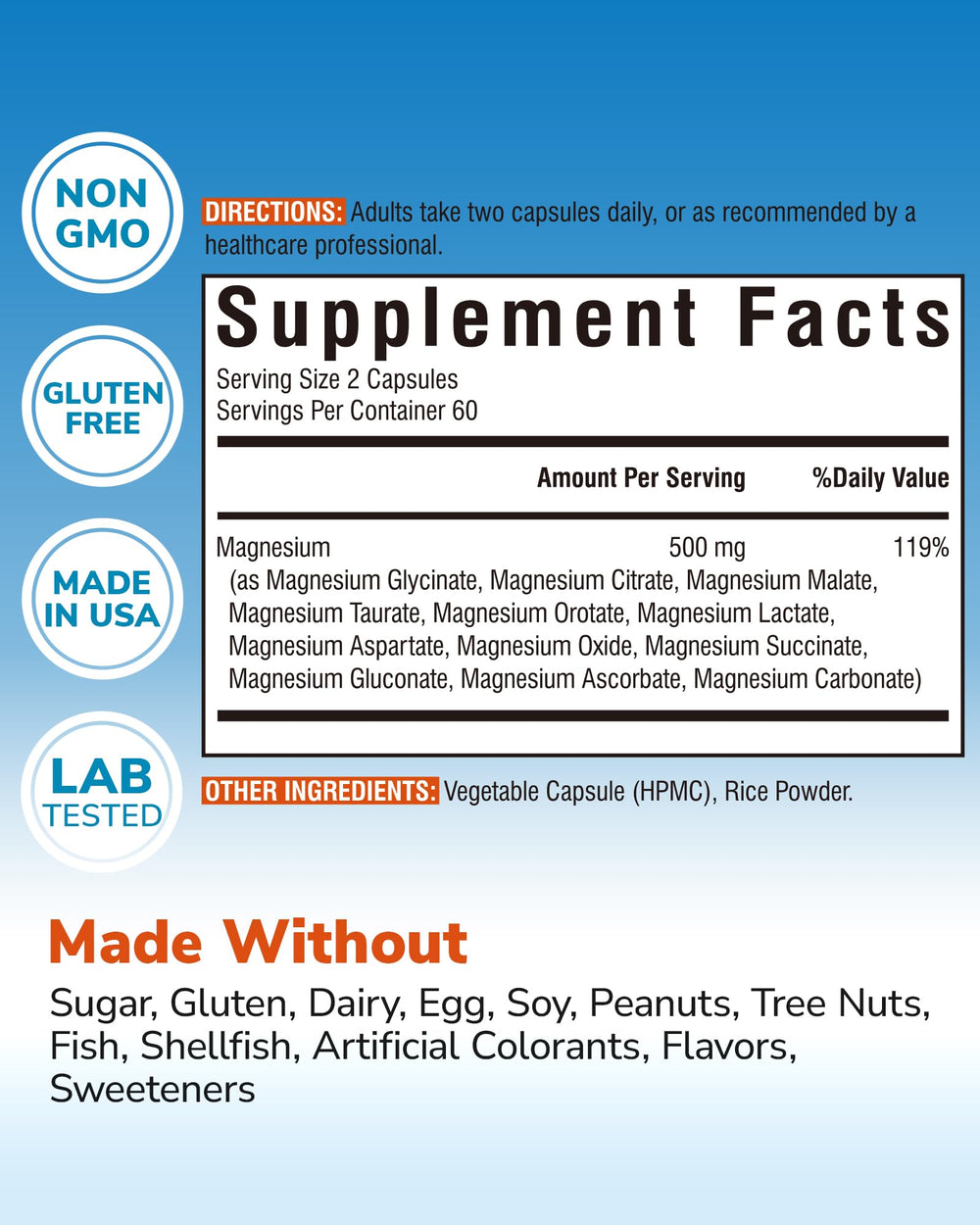 Serving size graphic showing 2 capsules per serving