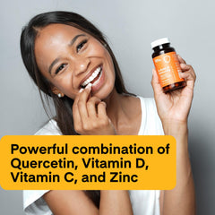 Quercetin with Vitamin C and Zinc highlighted on product label