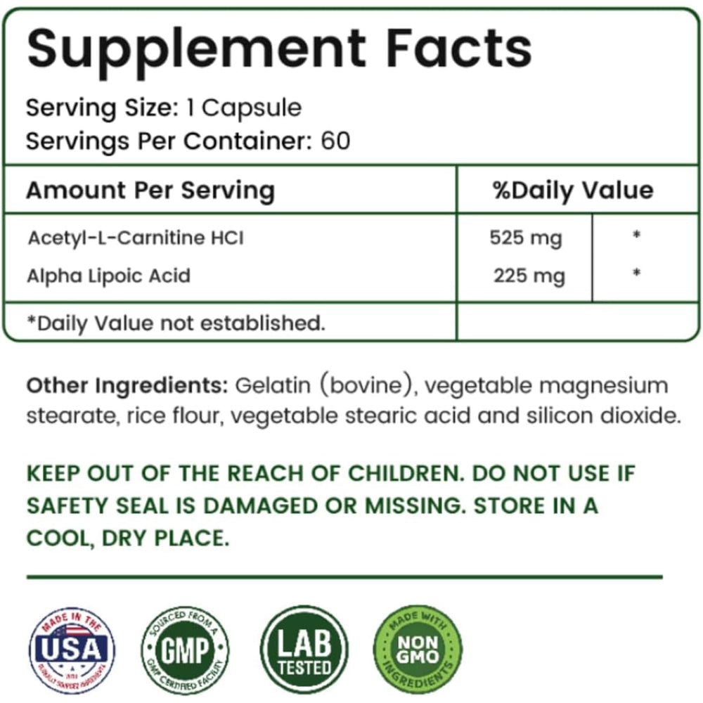 Acetyl-L-Carnitine HCl capsules for energy