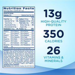 Abbott Ensure Plus Vanilla nutrition facts label highlights 27 vitamins and minerals