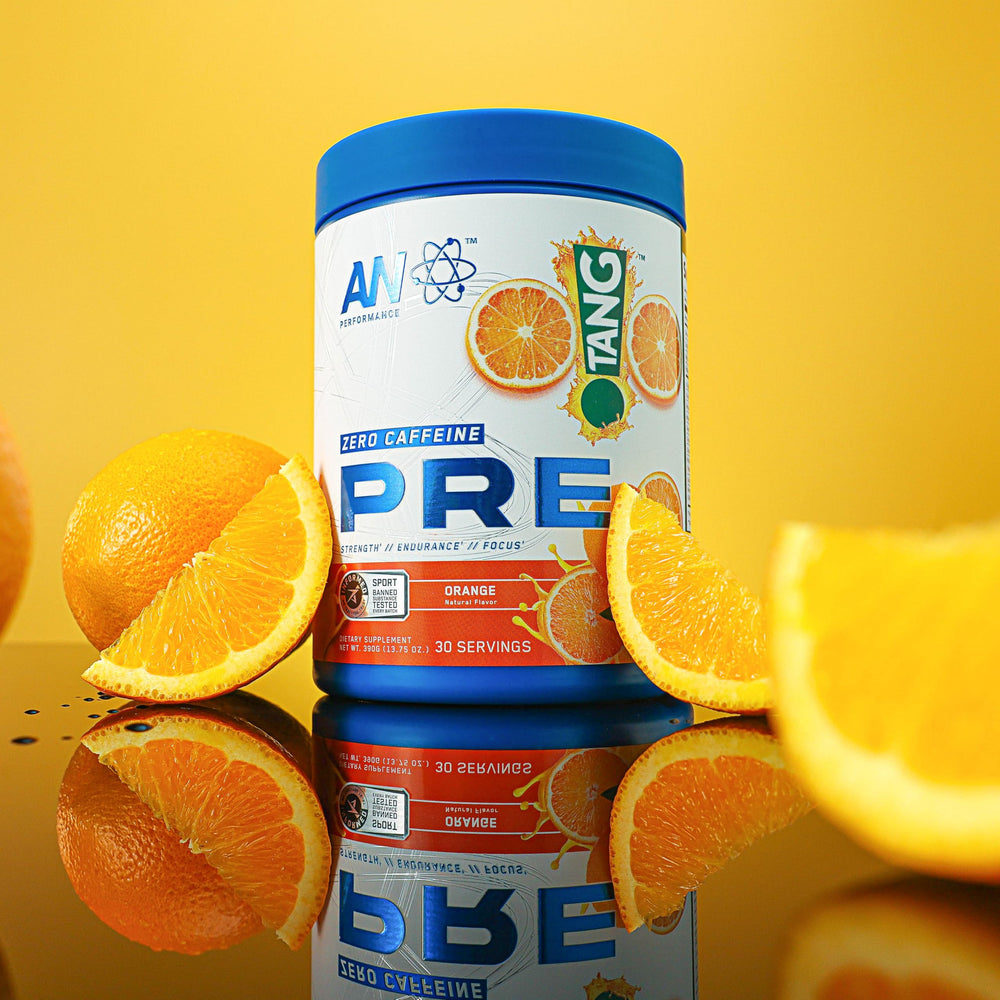 ABE all black everything ANP Tang Orange label closeup highlighting Informed Sport certification.