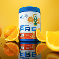 ABE all black everything ANP Tang Orange label closeup highlighting Informed Sport certification.