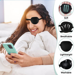 Close-up of 3D contoured eye patch design for comfort