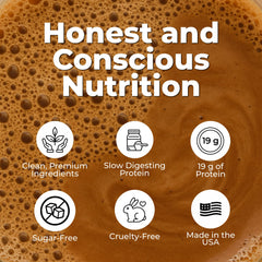 About Time Casein Chocolate night routine setup conveys relaxed sleep-friendly protein.