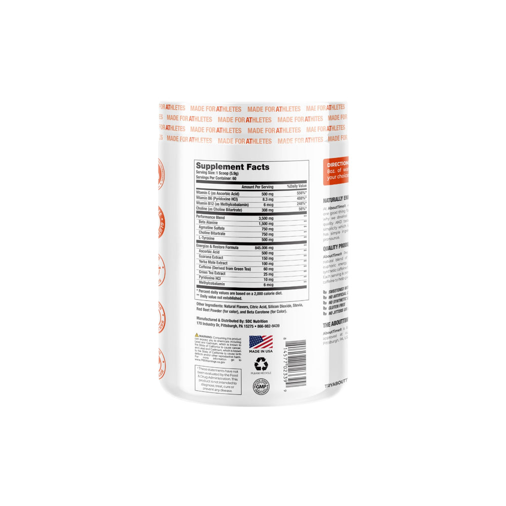 Pouring About Time Pre Workout Passion Fruit into a shaker