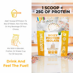 Shaker cup with Birthday Cake flavored whey isolate shake