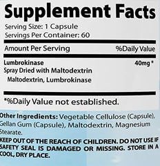 60 vegetable capsules per bottle of Absonutrix Lumbrokinase 40 mg