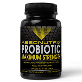 Absonutrix Probiotic maximum strength bottle label showing 50 Billion CFU per capsule and 100 capsules