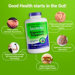 AbsorbAid packaging highlighting plant-based enzymes