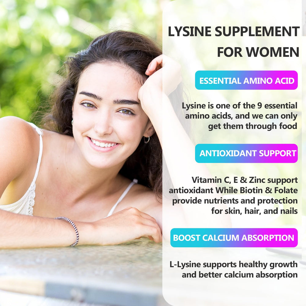 Ingredients: L-Lysine 1000mg with zinc, vitamins C and E