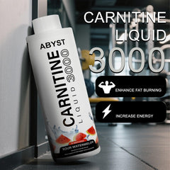 ABYST carnitine bottle beside measurement dropper for precise serving.
