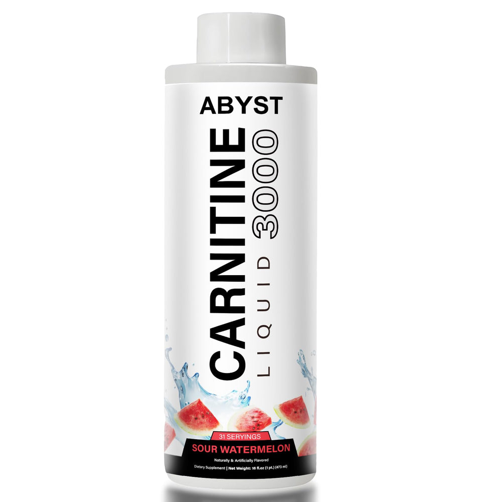 ABYST Liquid Carnitine bottle in watermelon flavor for daily energy support.