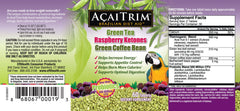 AcaiTrim bottle-back highlights probiotic blend for digestive balance.