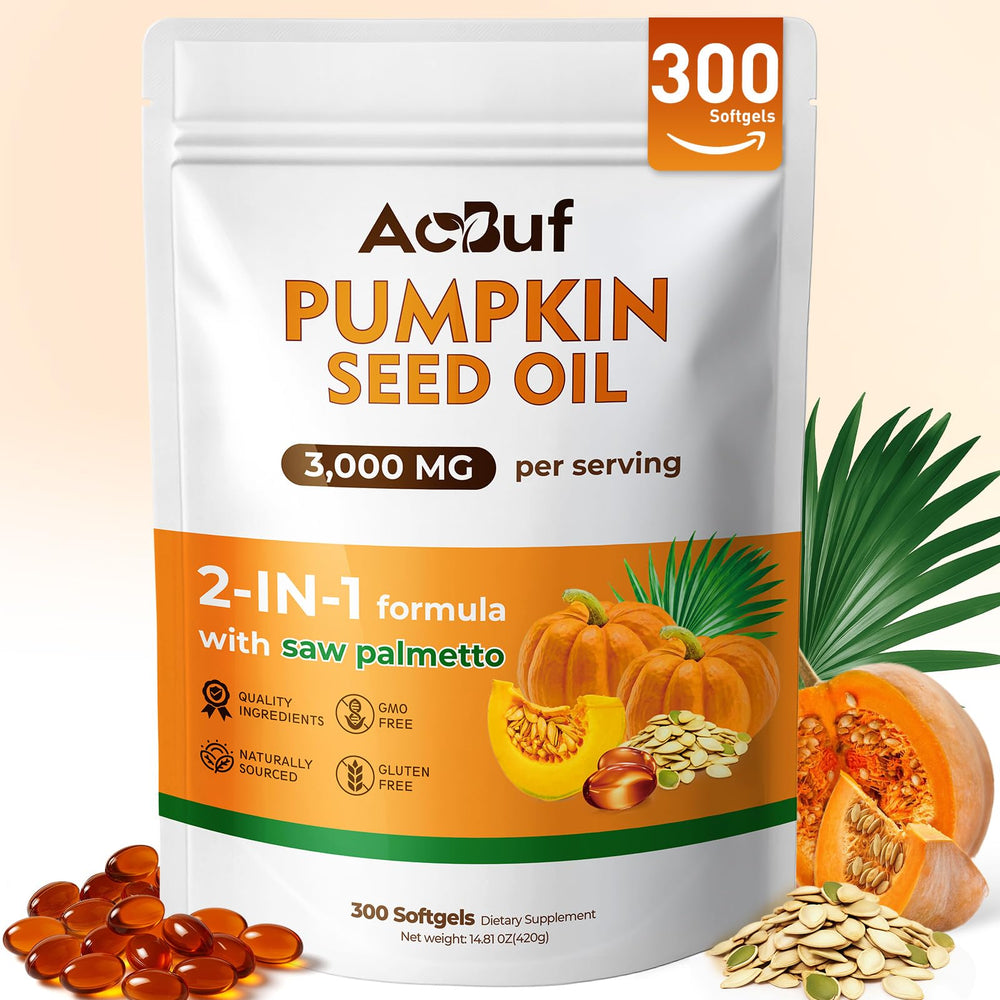 ACBUF Pumpkin Seed Oil with Saw Palmetto softgels bottle front view