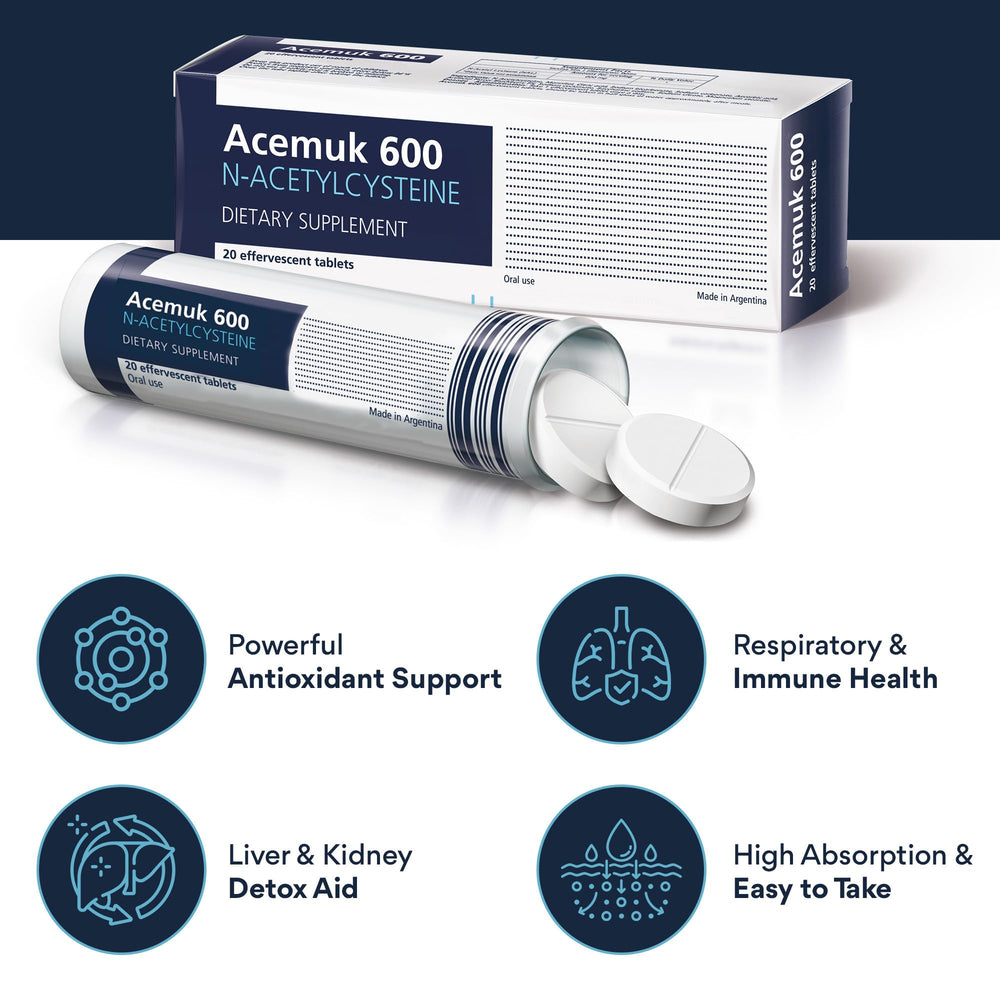 Acemuk NAC 600mg bottle - back label