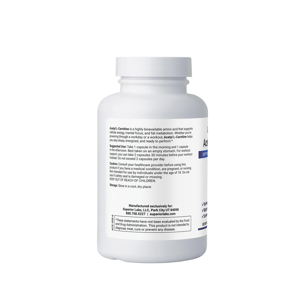 Close-up of Acetyl L-Carnitine 500 mg vegan capsules