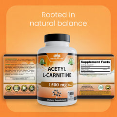 Product shot showcasing 1500 mg ALCAR per serving