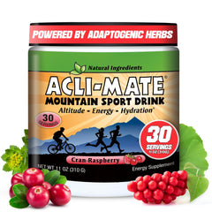 Acli-Mate Mountain Sport Drink Tub shown for on-the-go hydration and altitude adaptation.