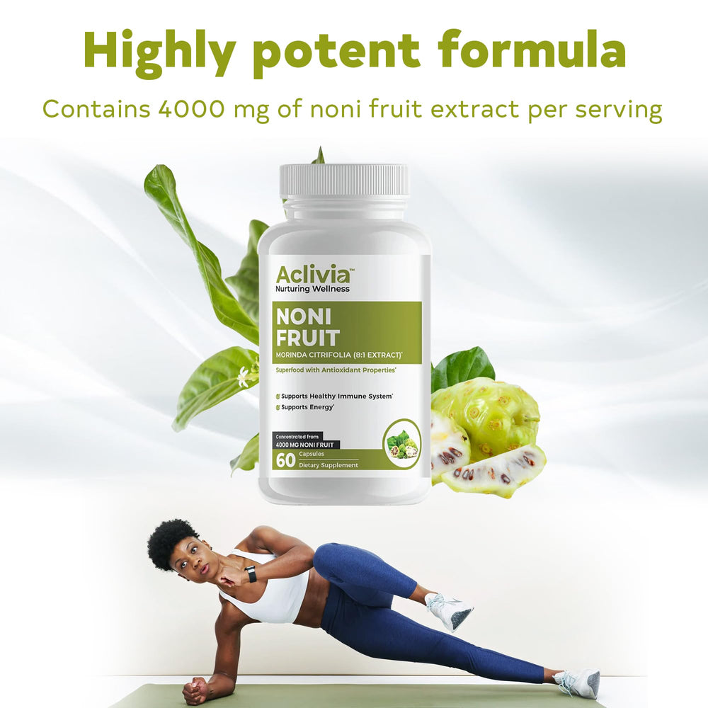 Non-GMO and gluten-free Noni capsules packaging