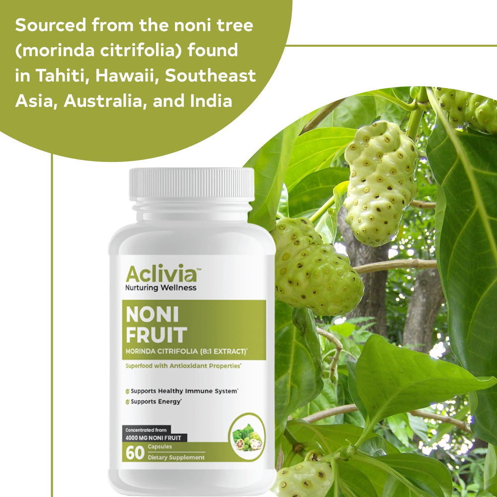 Daily use bottle of Noni capsules for wellness