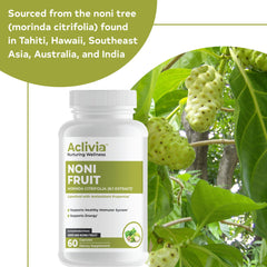 Daily use bottle of Noni capsules for wellness