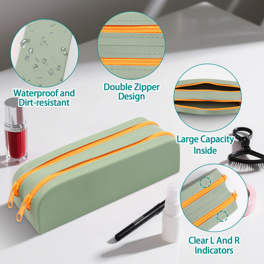Close-up of R and L labeling and zipper pockets on ACOSIY case