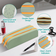 Close-up of R and L labeling and zipper pockets on ACOSIY case