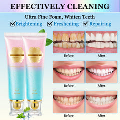 Toothpaste tube displaying Niacinamide whitening formula