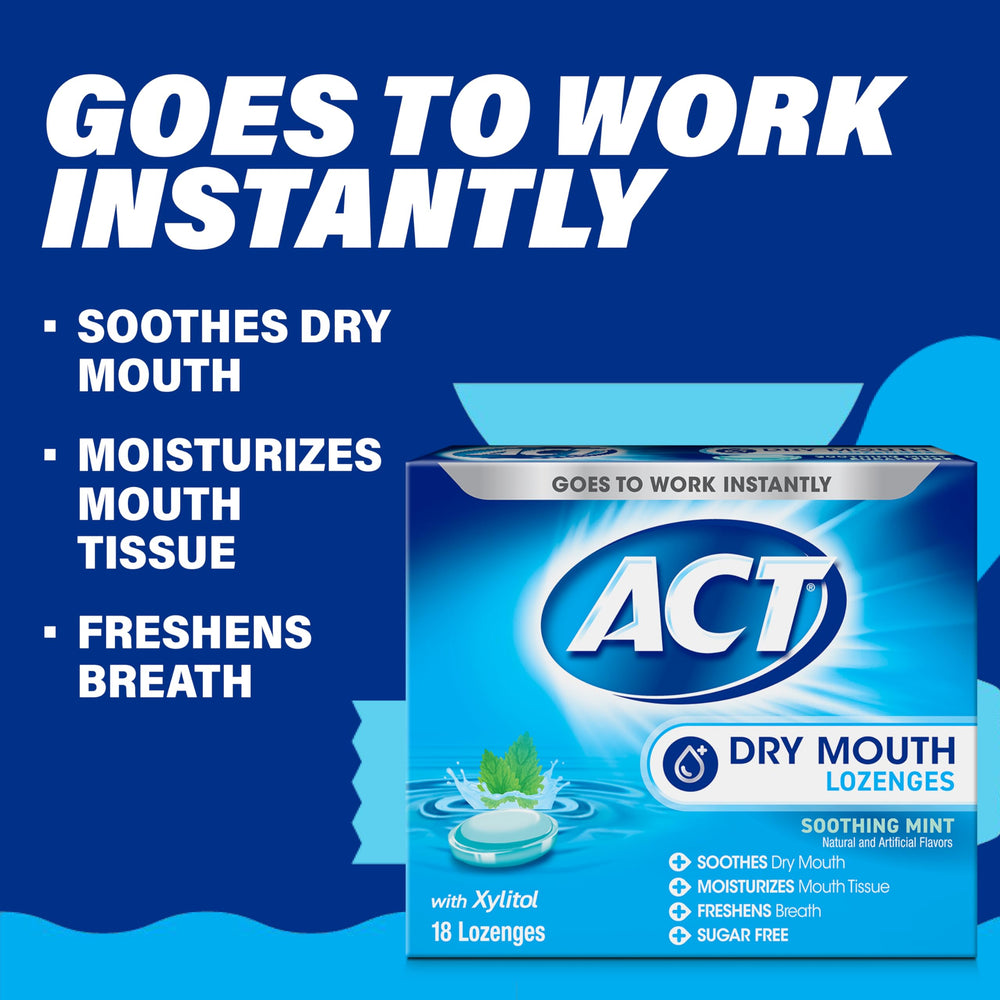 Close-up of mint-flavored ACT Dry Mouth Lozenges