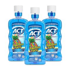 ACT Kids Anticavity Fluoride Mouthwash Pineapple Punch Pack of 3 16.9 fl oz bottles