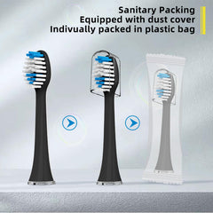 Acteh replacement heads 10-pack packaging for toothbrush, black, medium bristles