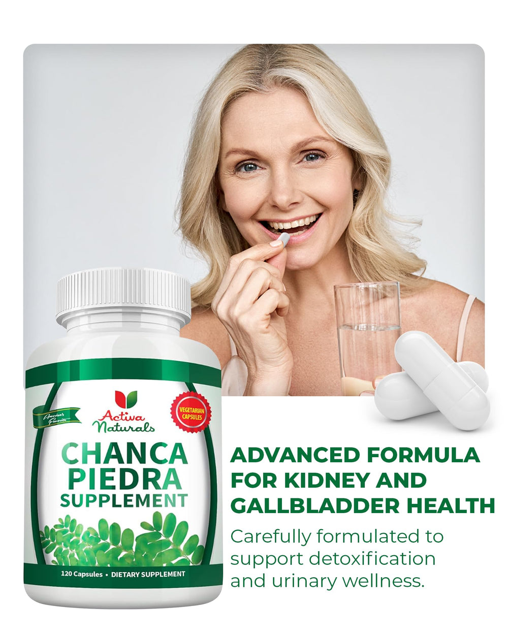 Premium herbal ingredients label for Activa Naturals supplement.
