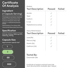Close-up of methylated B vitamins in activated forms