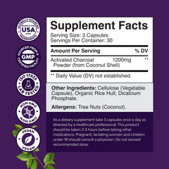 Close-up of coconut-derived activated charcoal capsules