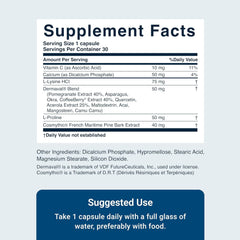 Plant-based ingredients collage including pomegranate extract, vitamin C, and coffee berry