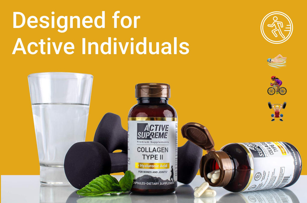 Active Supreme label close-up highlighting hyaluronic acid and vitamin C ingredients
