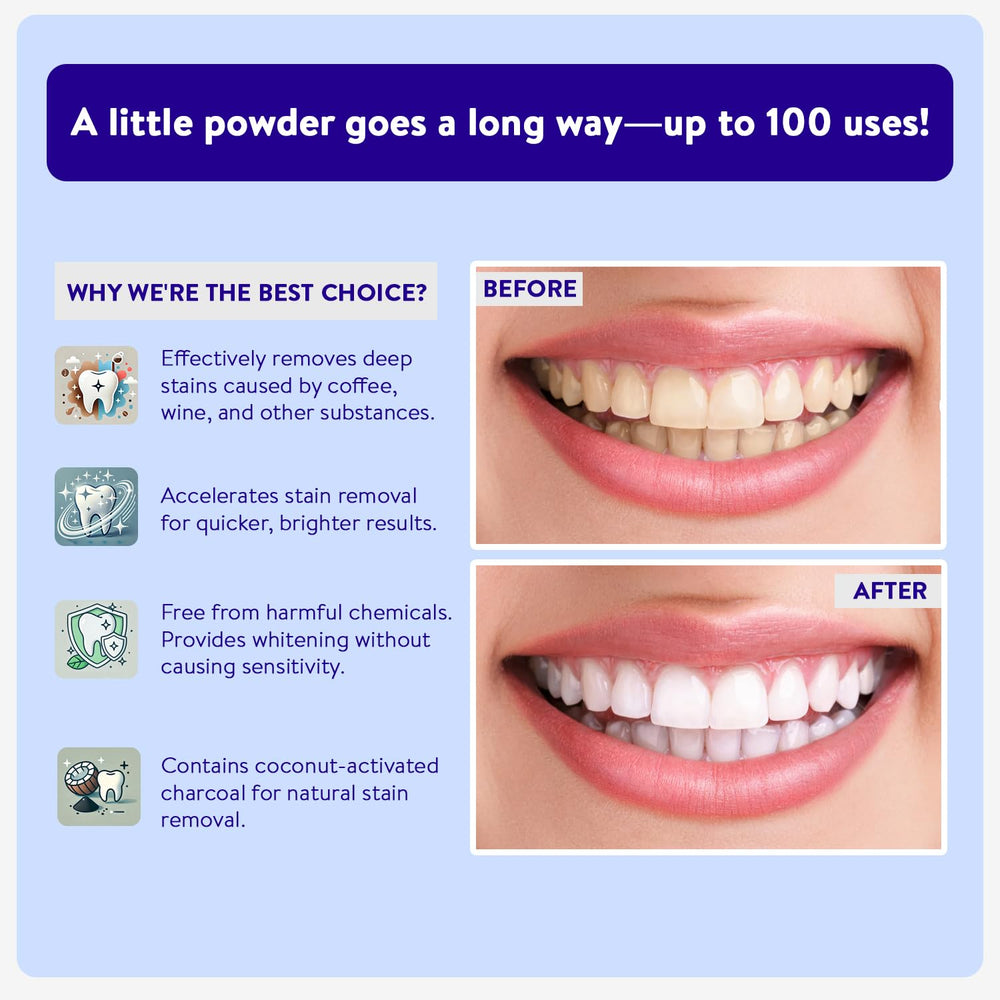 Travel-friendly toothpaste powder packaging in bathroom bag