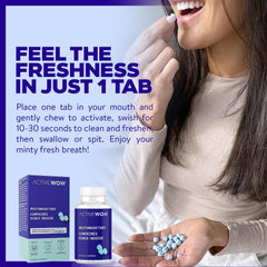 Travel-friendly Active Wow mouthwash tablets in packaging