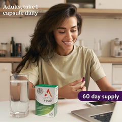 Active Folic 400mcg bottle with side view
