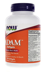 Close-up of Adam Men's Multiple Vitamin 90 softgels bottle
