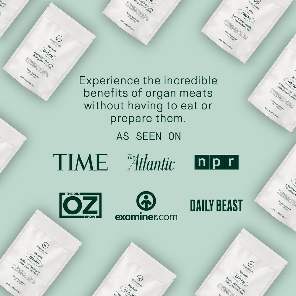 Product packaging and logo of Adapt Naturals Organ Supplement