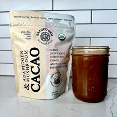 Organic raw Peruvian cacao beans close-up