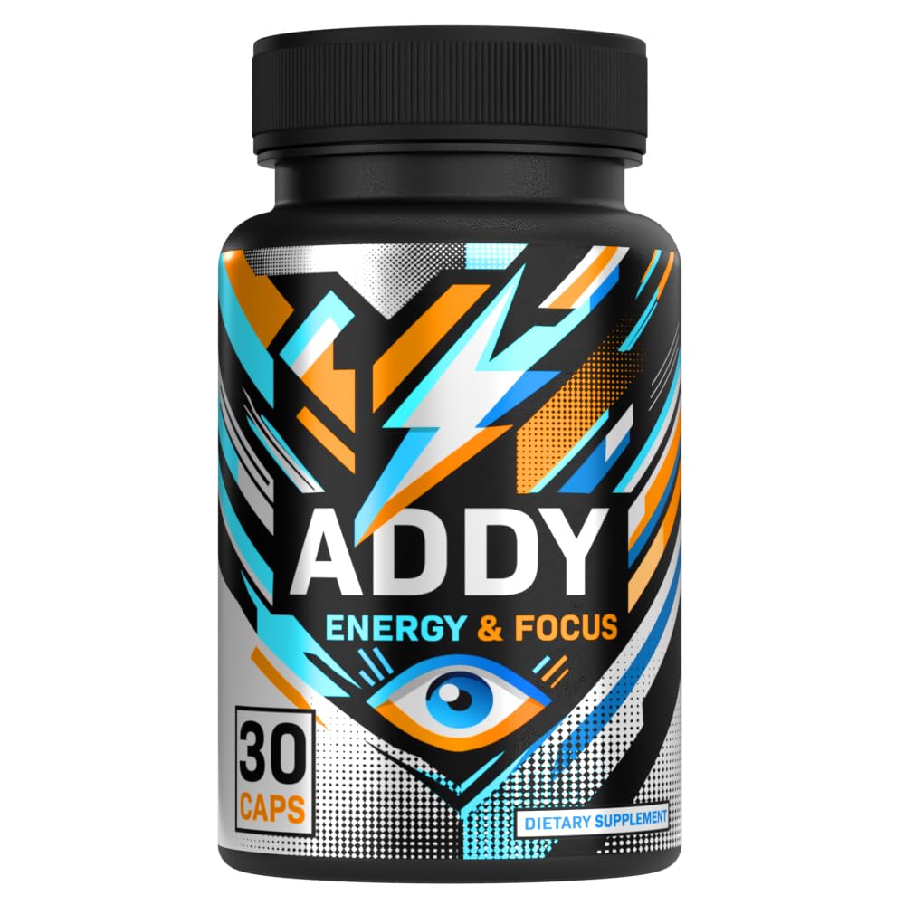 Addy Energy bottle front view highlighting daytime focus.