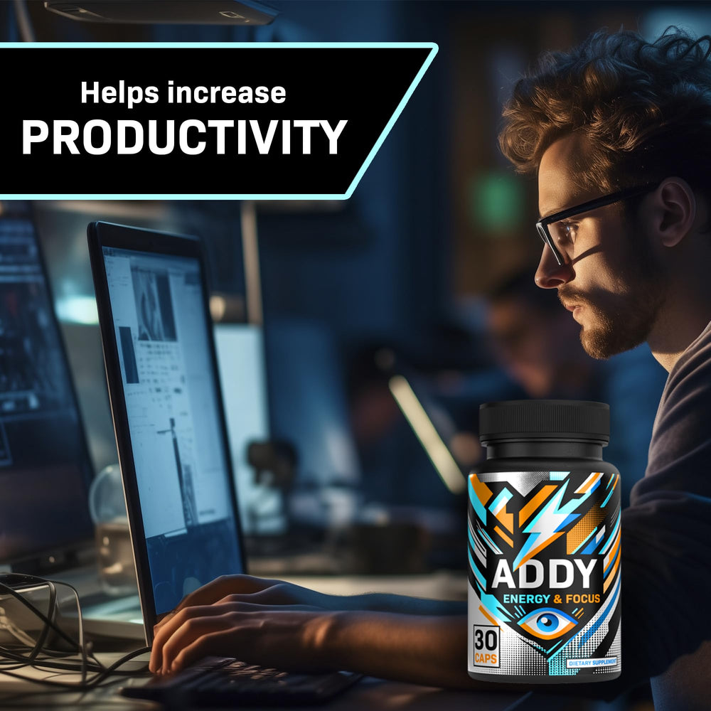 Addy Energy bottle pouring into glass during morning routine.